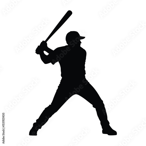 Baseball player silhouette batting action