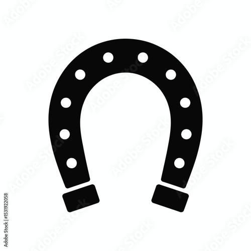 Black horseshoe icon good luck charm symbol