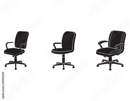 set of office chair swivel chair icon silhouette vector illustration 