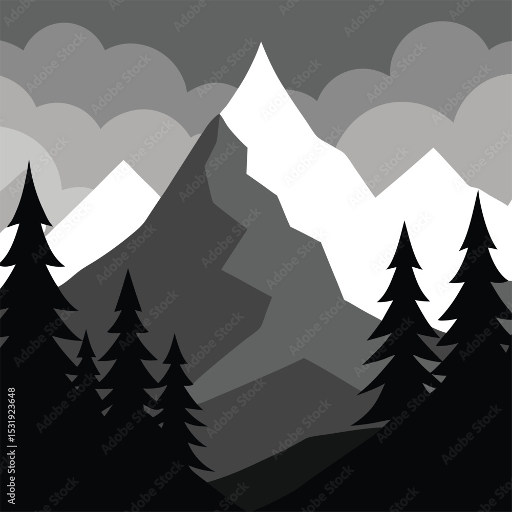 Obraz premium Mountain Landscape with Pine Trees