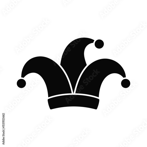 Simple black jester hat icon illustration