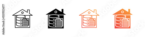 Data Warehouse Multiple Style Icon Set 