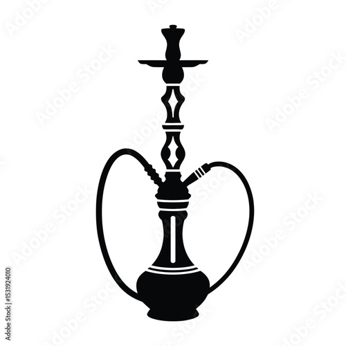 Black silhouette of a traditional hookah pipe