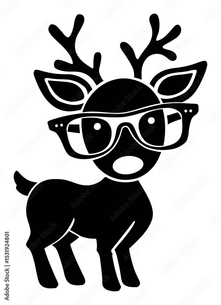 Playful Silhouette of a Cartoon Deer Wearing Stylish Glasses Playful Silhouette of a Cartoon Deer Wearing Stylish Glasses