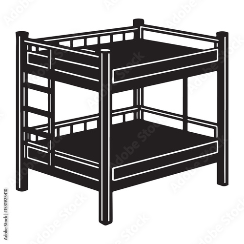 bunk bed silhouette vector illustration set of icon

