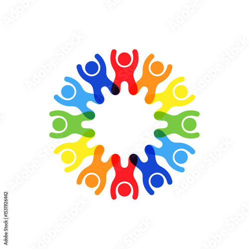 Teamwork people forming a gear shape. Vector isolated on a white background.