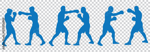 Black Silhouette Boxer in Fighting Stance Vector - Combat Sports Icon for Strength & Training EPS 10