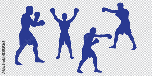 Silhouette of a man throwing a punch with body twisted and focused, silhouette of a boxer
 EPS 10