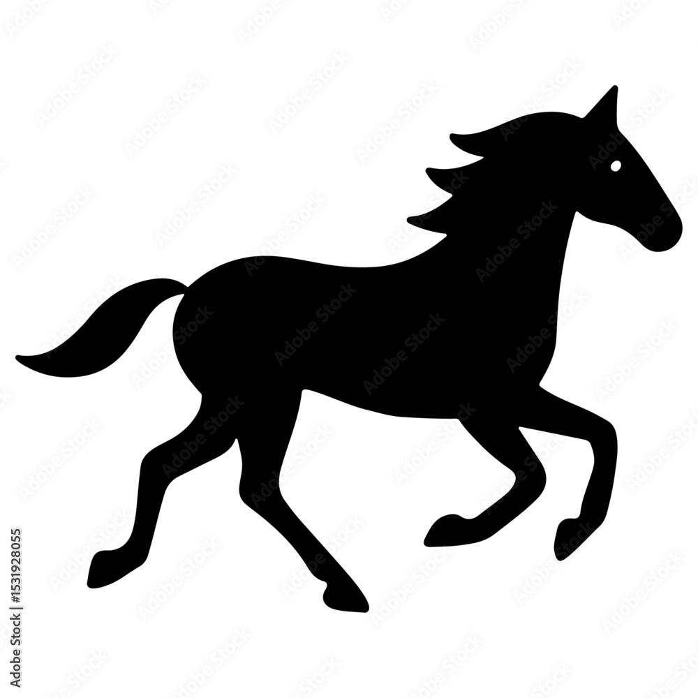Running wild horse silhouette vector illustration Running wild horse silhouette vector illustration