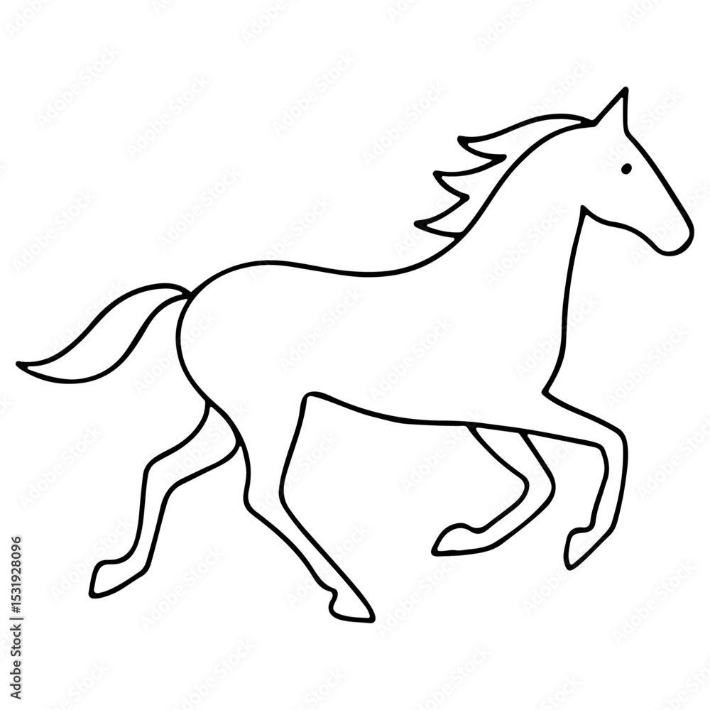 Running wild mustang stallion silhouette vector illustration isolated on white Running wild mustang stallion silhouette vector illustration isolated on white