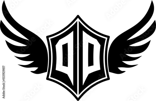 QQ logo emblem with winged and shield template
