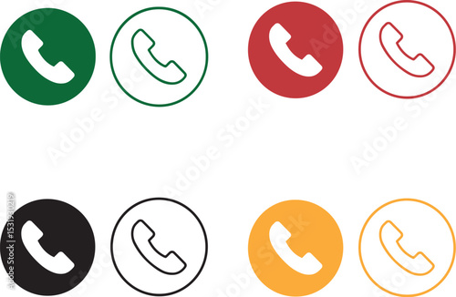 Phone Icon Set with Circular Backgrounds