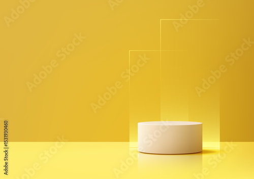 3d beige cylindrical podium...