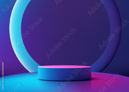 futuristic blue cylindrical...