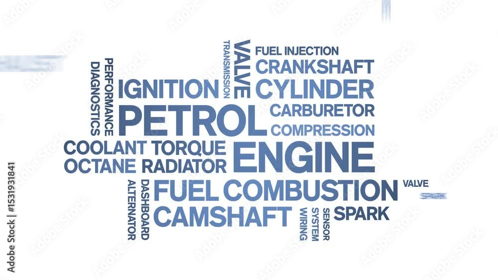 Petrol Engine animated word cloud;text design animation tag kinetic ...
