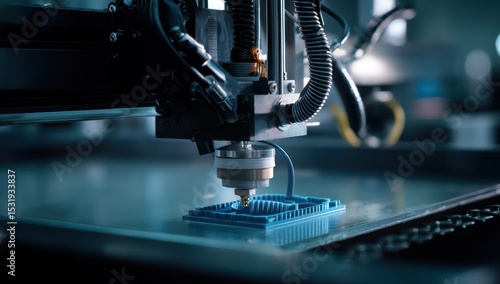 Advanced industrial 3D printing technology used to create tailored products in a manufacturing setting.