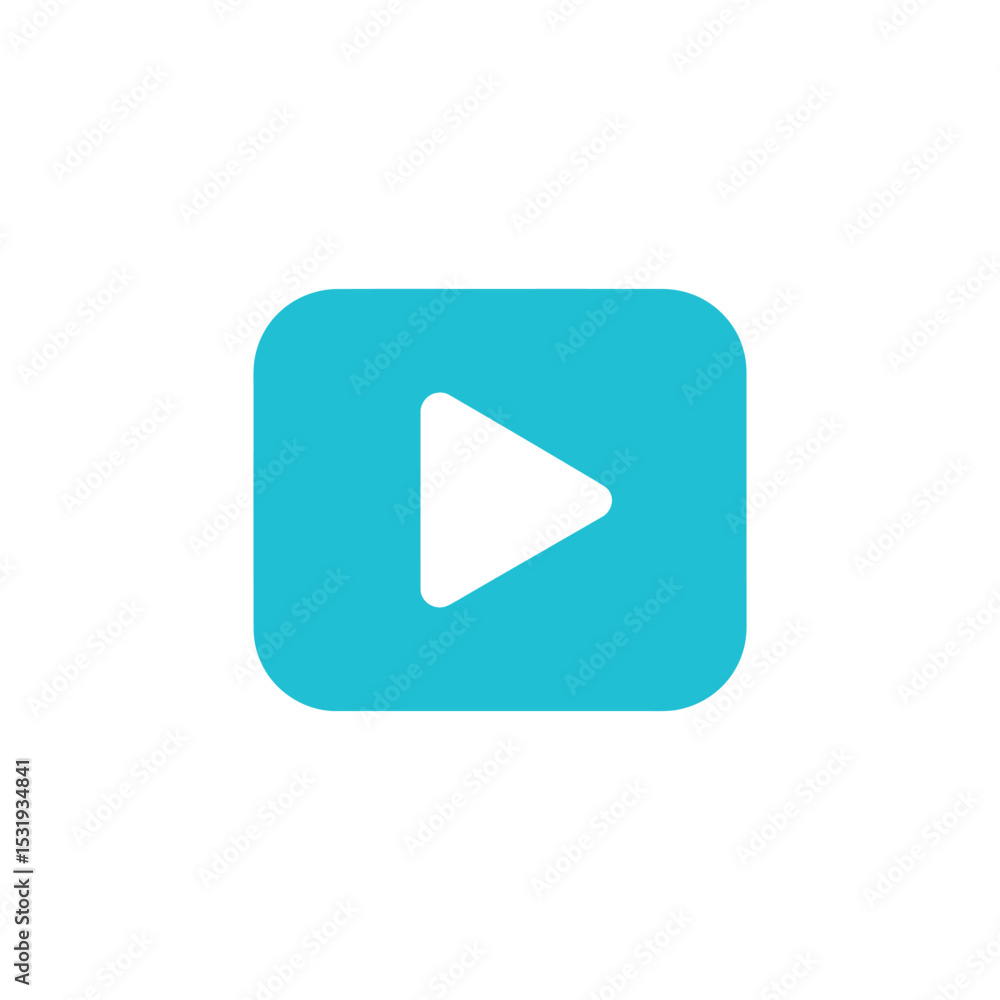 Teal Rounded Square with Play Button Icon on a White Background Teal Rounded Square with Play Button Icon on a White Background
