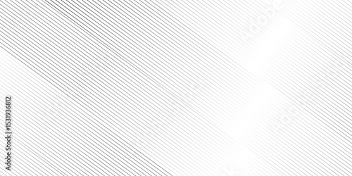 Geometric diagonal stripe seamless fabric classic black and white thin gradient line background. Diagonal stripe oblique, slanting lines gradient abstract art modern geometric vector fabric pattern.