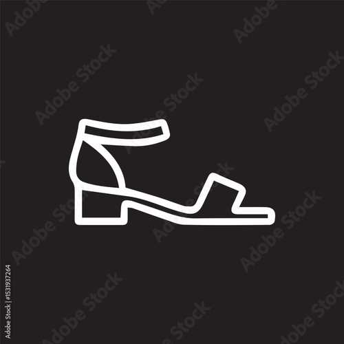 Stylish Ankle Strap Sandal Heeled Outline on a Minimalist Black Backdrop