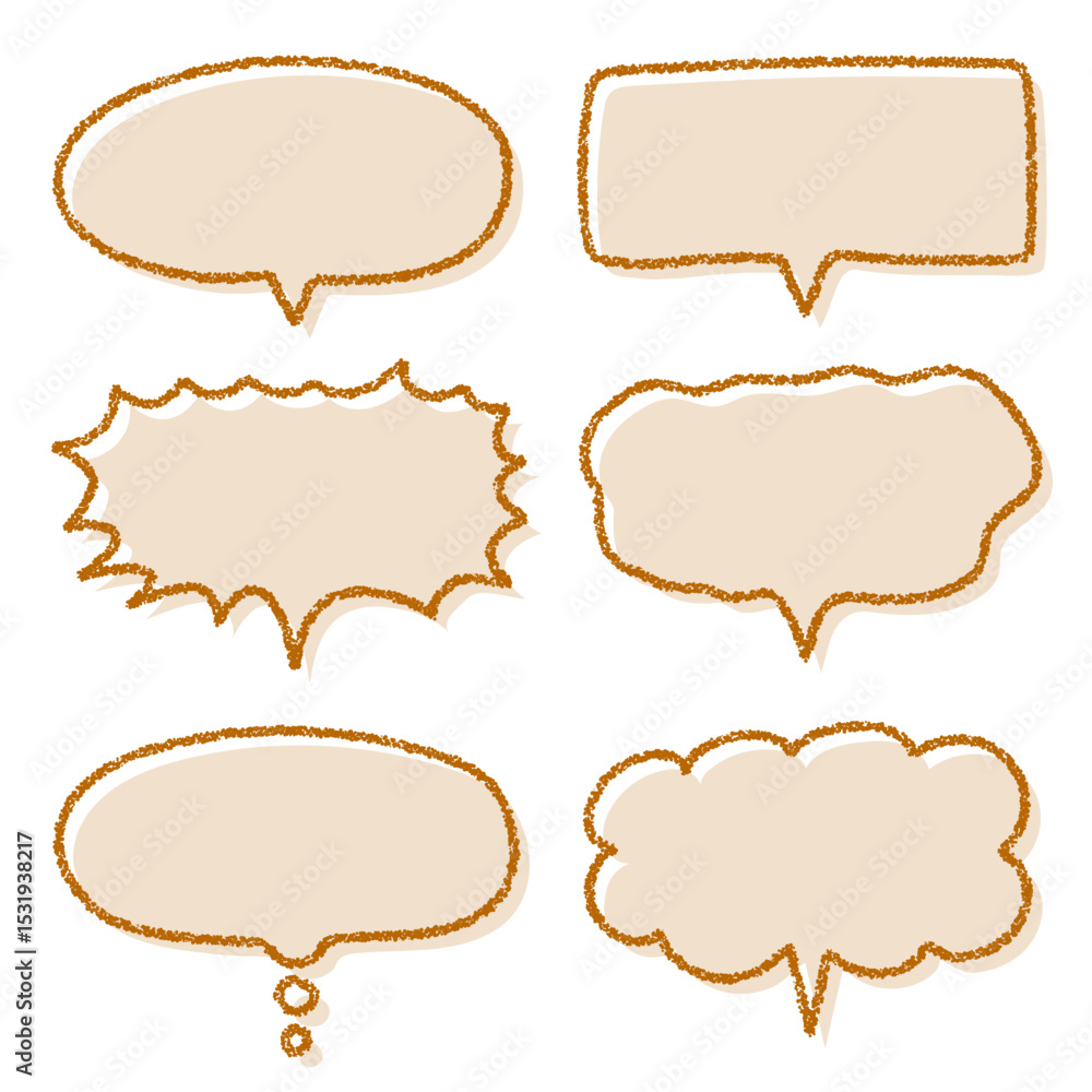 Obraz premium クレヨン素材 手描きのふきだしセット