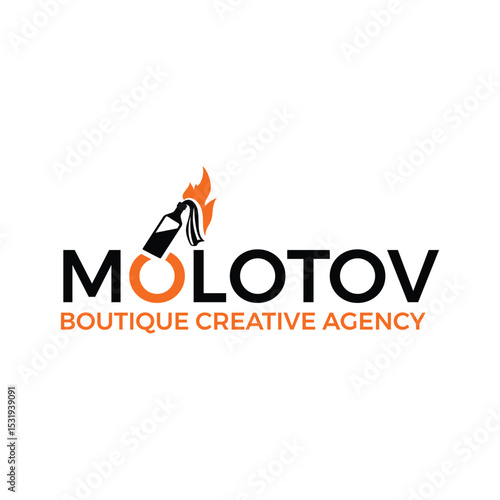 Stylish and edgy Molotov Boutique logo design, perfect for fashion-forward brands. Combines modern elegance with bold flair, ideal for trendy clothing and lifestyle stores.

