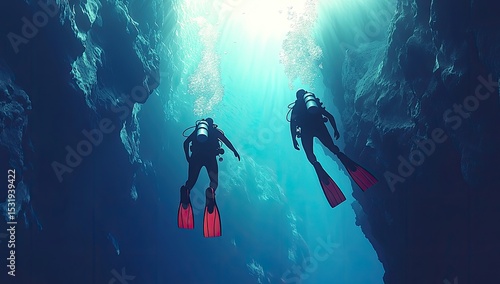 Underwater diver exploring the ocean depths