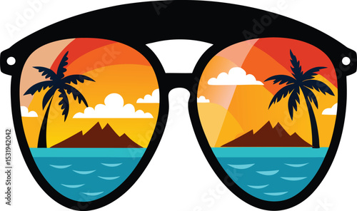 Colorful summer sunglass vector