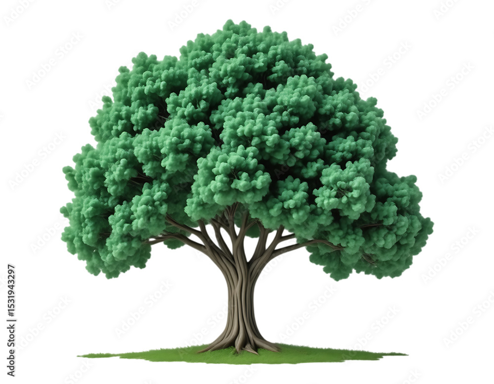 Realistic 3D cartoon tree isolated on transparent background. Realistic 3D cartoon tree isolated on transparent background.