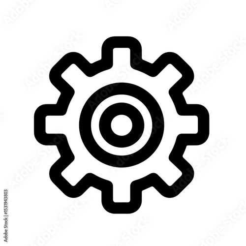 Gear icon symbolizing machinery or engineering in simple design  