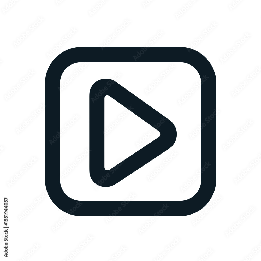 Play button icon in modern minimal style with black outline Play button icon in modern minimal style with black outline