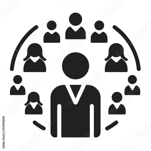 Silhouette of people connected in a network graphic design  