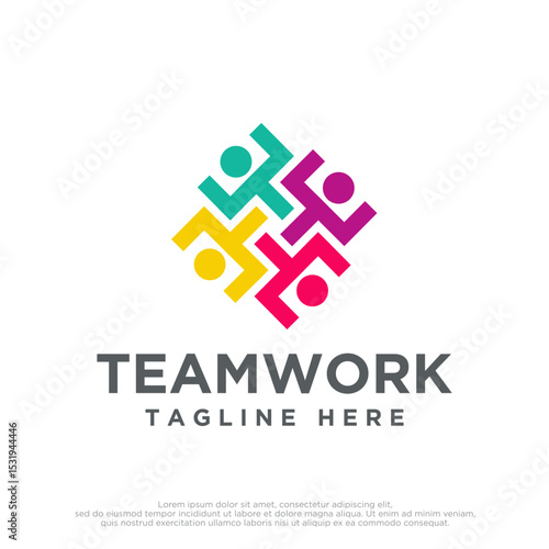 Colorful logo design concept vector. People family human team unity logo template Vector