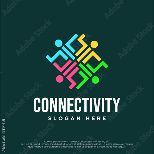 Colorful logo design concept vector. People family human team unity logo template Vector