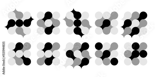 Bio cell logo, medical circuit diagonal sign. Alphabet curves as modern arrow. Innovative science integrated symbol. Connected dots merge as molecule circle. Round puzzle shape, moving round vector