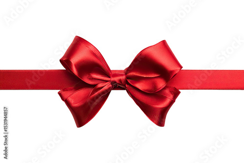 Elegant Red Satin Ribbon Bow Decoration for Gift Wrapping on Transparent Background