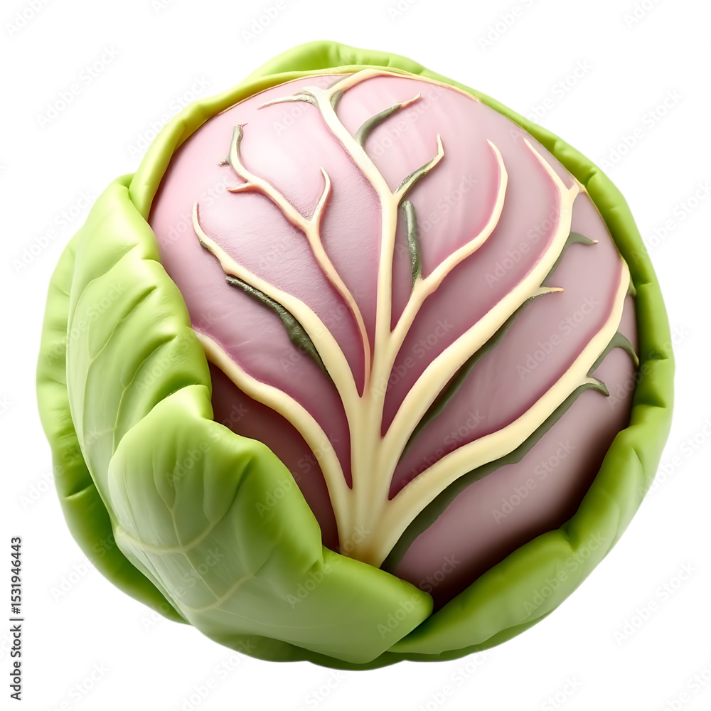 Obraz premium A vibrant 3D rendered cabbage with a transparent background