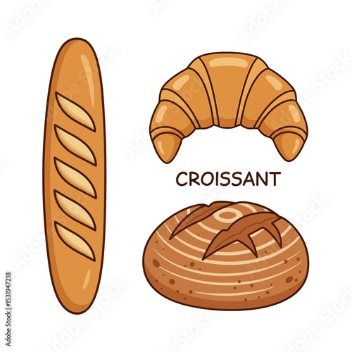 Delicious French Bakery Bread and Pastries Collection
