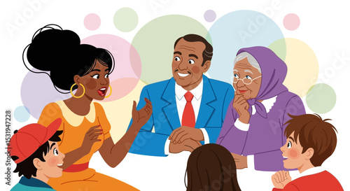 Diverse Family Talking and Connecting Together