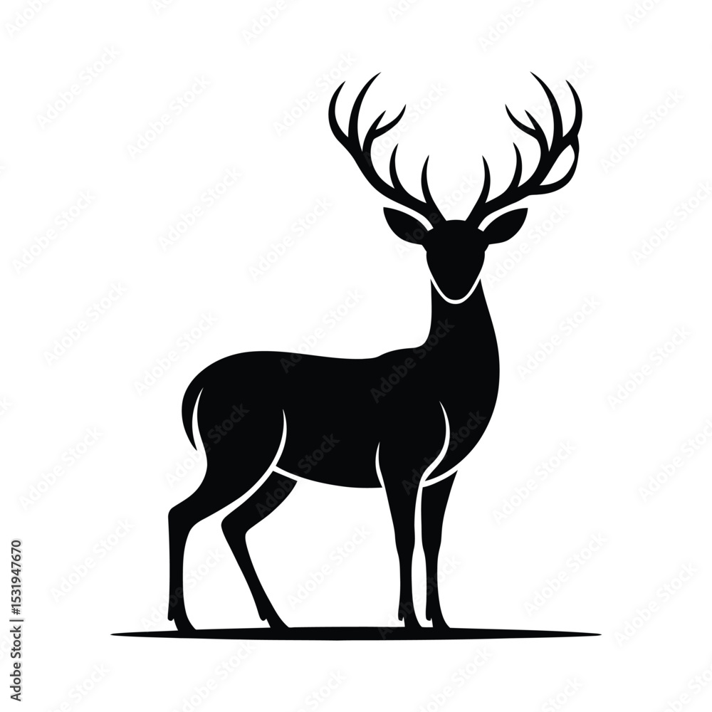 Fototapeta premium Silhouette of a deer on a white background. Vector illustration