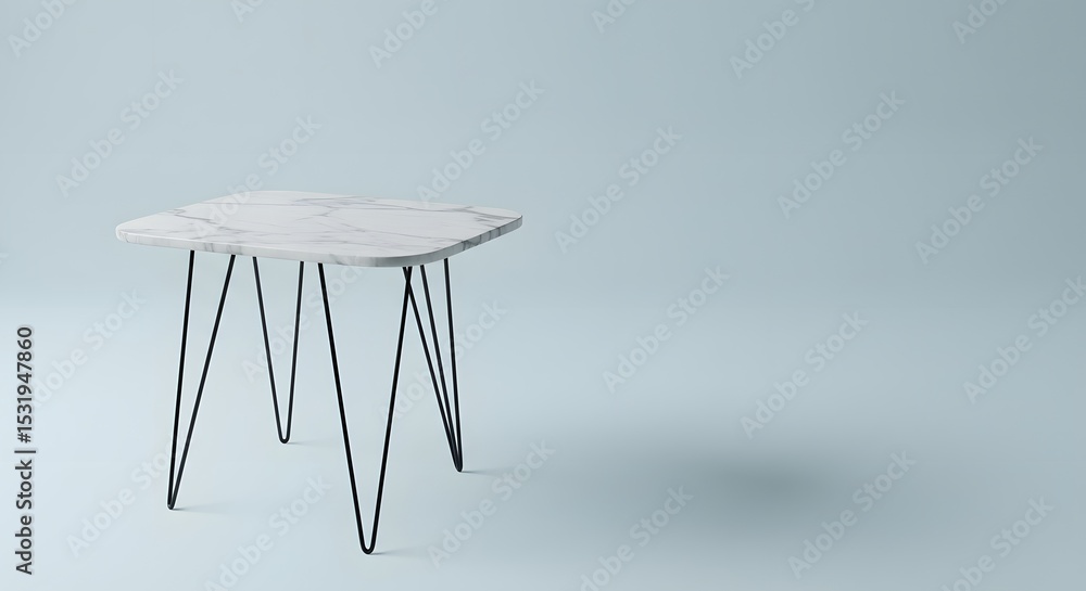 Fototapeta premium Modern Marble Table on Light Blue Background - Stock Photograph