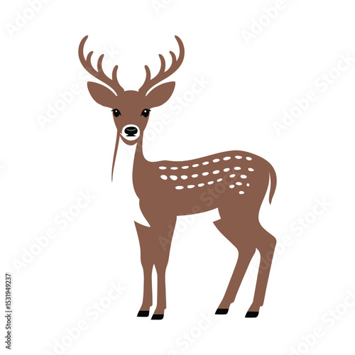 deer animal cartoon icon vector illustration design graphic flat style front side