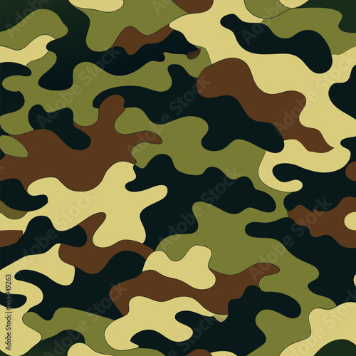 Camouflage Pattern. Military Green and Brown Abstract Texture Background