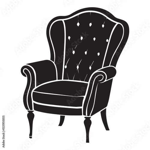 black leather armchair chair sofa icon silhouette vector illustration
