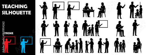 Teaching Silhouette Vector Set – Educators and Learning Scenes