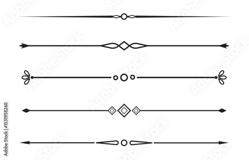 Set of Vintage decorative lines. text dividers. Line border. Lines separators, Borders, Vintage dividers, Underline elements. Vector illustration