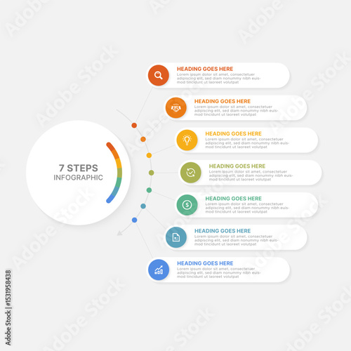 Modern Circular Cycle Round Infographic Design Template with 7 Data Points