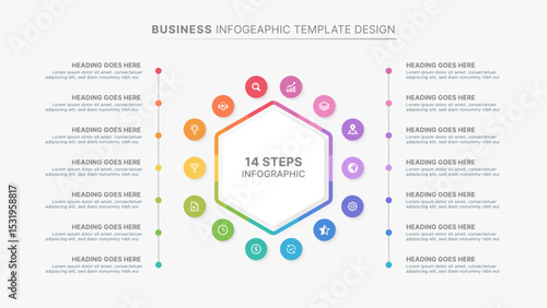 Modern Circular Round Infographic Design Template with 14 Data Points