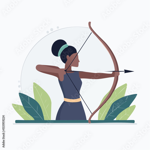 Minimalist vector of archer aiming bow with clean silhouette
