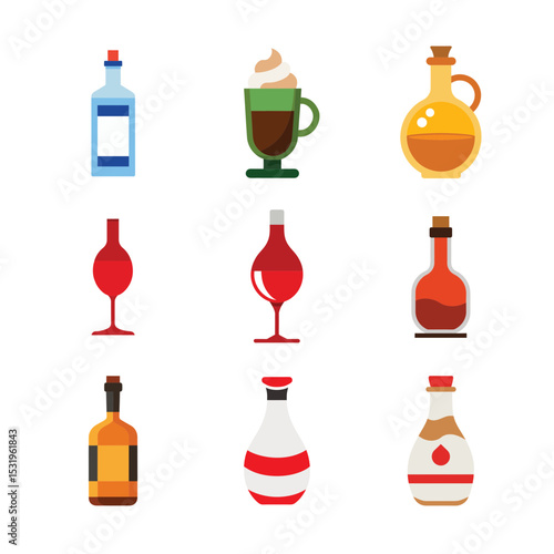 set of alcohol bottles