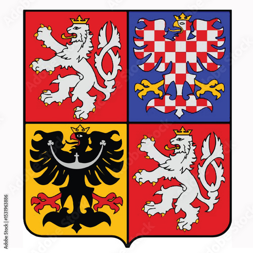 The official coat of arms of Czech Republic. Vector illustration
